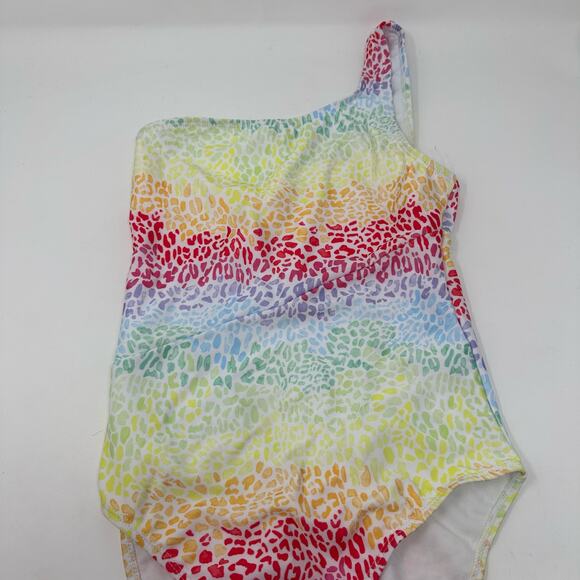 Onia Rainbow Leopard Print One Piece Swimsuit One Shoulder NWT - Picture 3 of 8